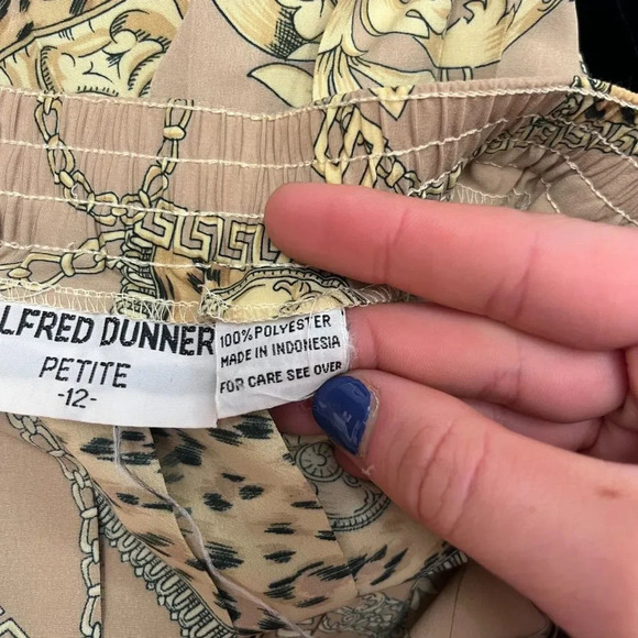 Vtg Alfred Dunner Womens Tan Pleated Skirt 12 Leopard Print Petite Quiet Luxury - Picture 7 of 7